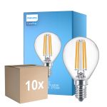 Monipakkaus 10x Philips Corepro LED Lustre E14 Pallo Filament Kirkas 6.5W 806lm - 827 Erittäin Lämmin Valkoinen | Korvaa 60W