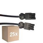 Monipakkaus 25x Noxion GST - Yhteensopiva Jatkojohto Musta - Uros + Nainen - 1,5m - 3 pole 1,5mm2