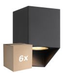 Monipakkaus 6x Nordlux Nico Seinävalaisin Neliö- Aluminium Musta | Sopii 1x GU10