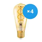 Monipakkaus 4x Ledvance Vintage 1906 LED E27 Päärynä Kulta 4W 300lm - 820 Erittäin Lämmin Valkoinen | Korvaa 25W