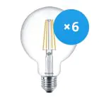 Monipakkaus 6x Philips Corepro LED Globe E27 Filament Kirkas 95mm 7W 806lm - 827 Erittäin Lämmin Valkoinen | Korvaa 60W