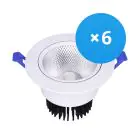 Monipakkaus 6x Bright Choice LED Alasvalo Pyöreä Kallistettava 15W 1200lm 60D - 930 Lämmin Valkoinen | 135mm - Odetnij 110mm - UGR 