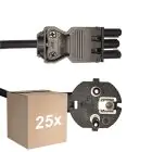 Monipakkaus 25x Noxion GST-Yhteensopiva Virtajohto - Nainen + Schuko Europlug - Musta 1.5m - 3 pole 0.75mm2